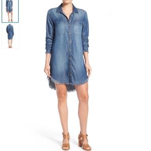 Workshop Republic Chambray frayed hem shirt dress